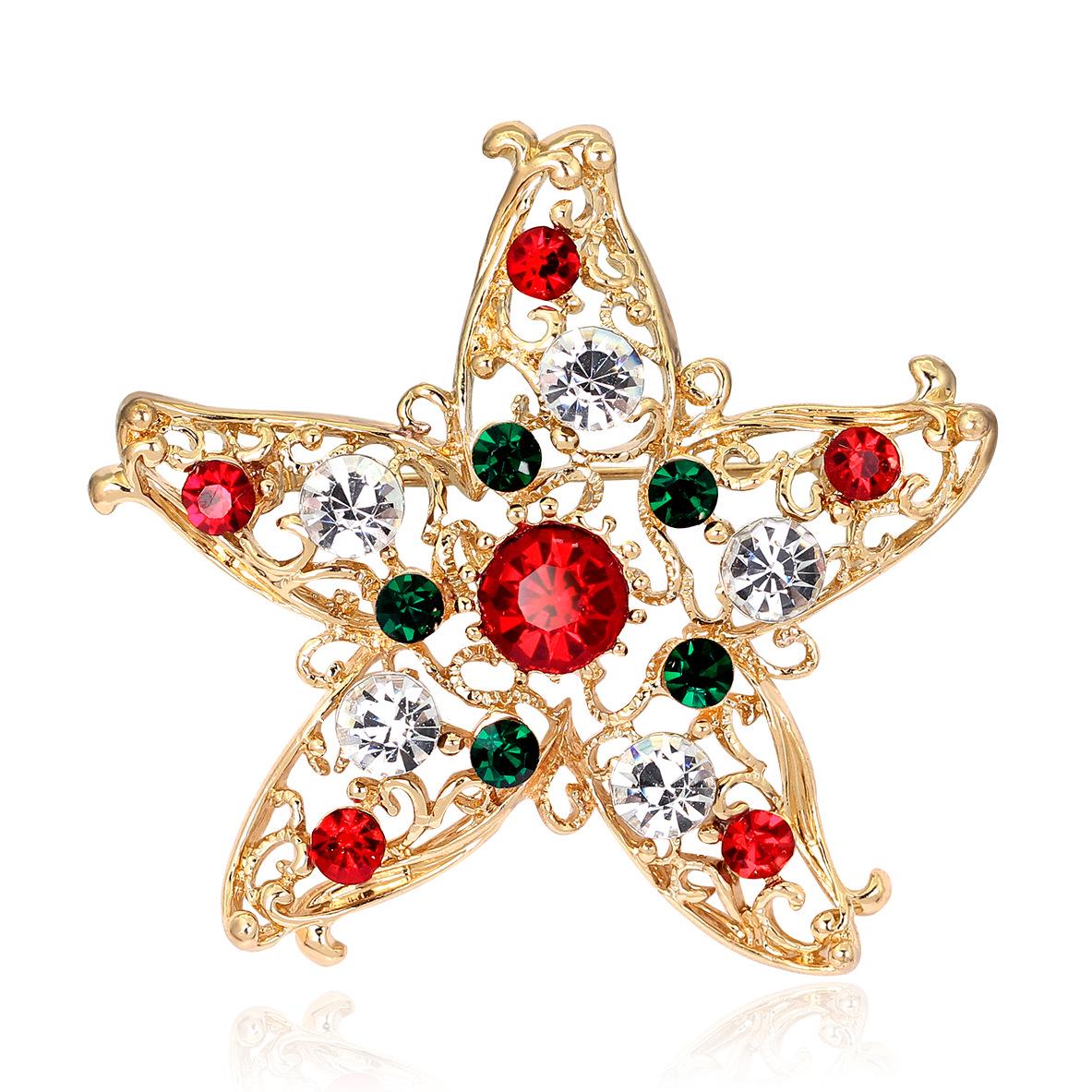 Luxury Rhinestone Christmas Tree Brooches for Women Exquisite Crystal Penguin Elk Snowman Brooch Pins Corsage Christmas Jewelry