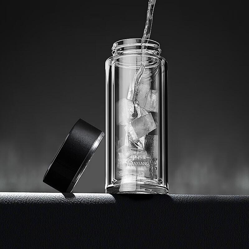 WANXIANG Double-Layer Portable Glass Travel Mug