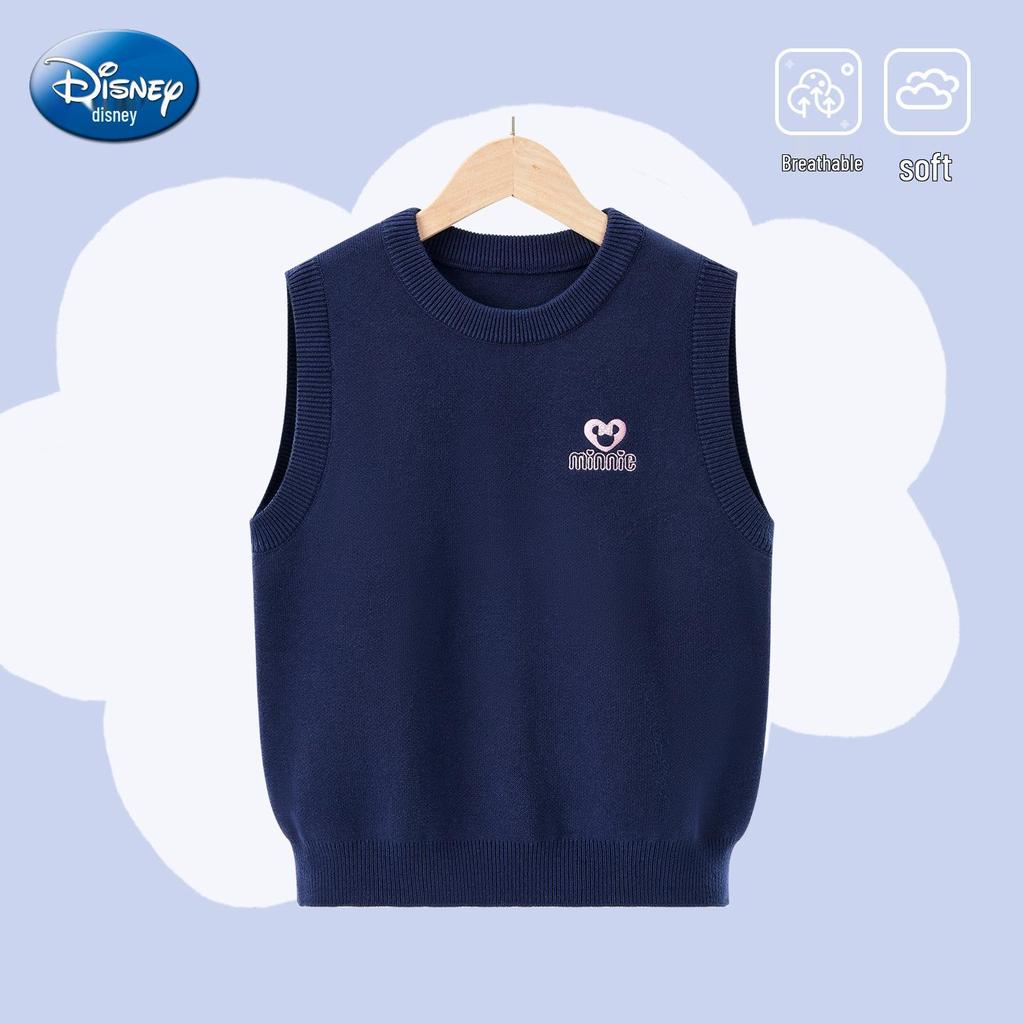 Minnie Girls' 2025 Autumn Knit Sweater Vest - Sleeveless, Comfortable & Versatile for Kids