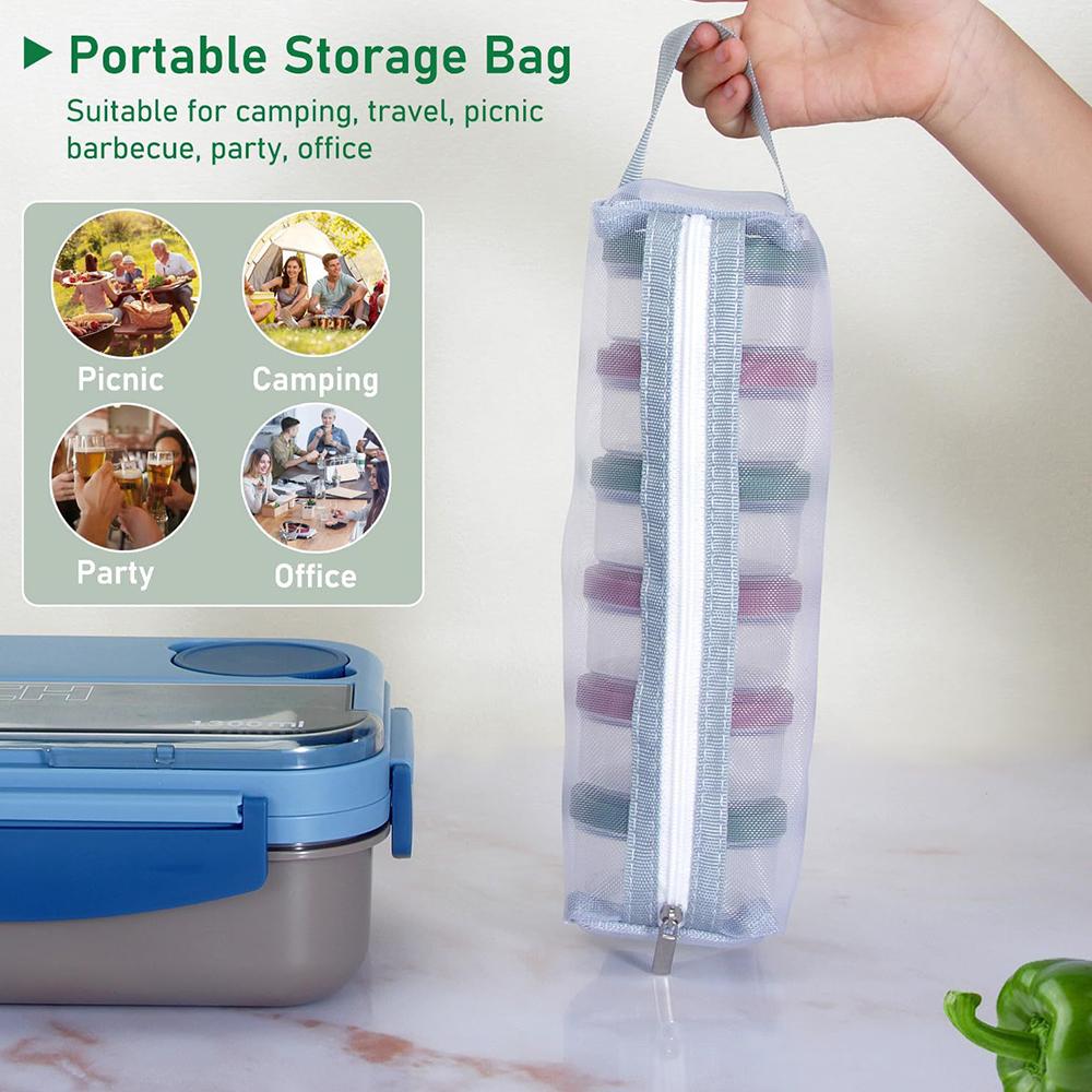 6pcs Salad Dressing Container with Leakproof Lids For Picnics and Travel