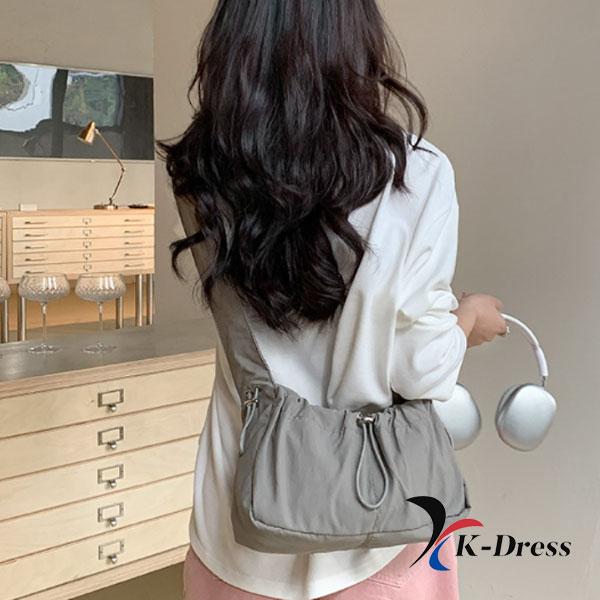 Shirring String Shoulder Bag Nylon Two-way Cross Bag