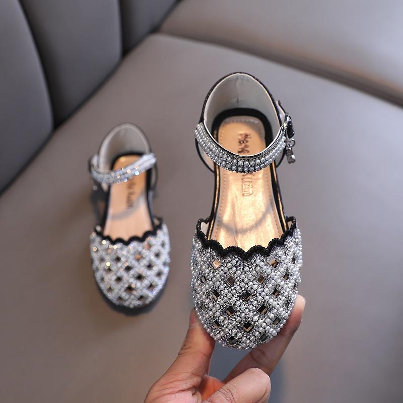Summer & Autumn New Korean Style Princess Shoes for Girls, Hollow-out Leather Flats for Little to Big Kids