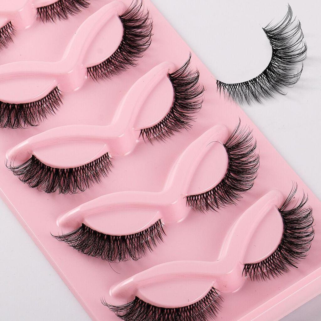 5 párů Cat Eye Lashes Přírodní umělé řasy Fox Eye Umělé norkové řasy
