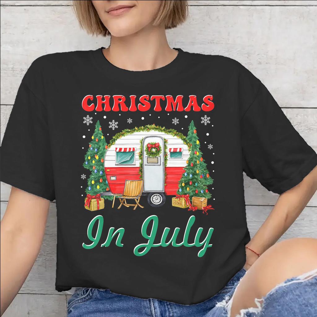 Unisex WoUnisex Graphic Printing Christmas In July Vacation T Shirt Tee Pure Cotton Tshirts Clothes