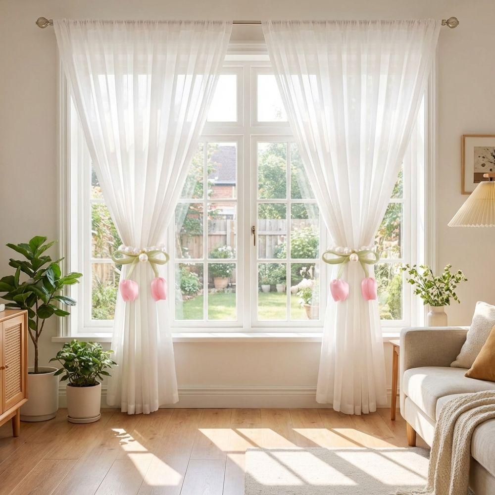 Exquisite Flower Pearl Curtain Buckle Adjustable Tulip Curtain Straps Curtain Binding  Dining Room
