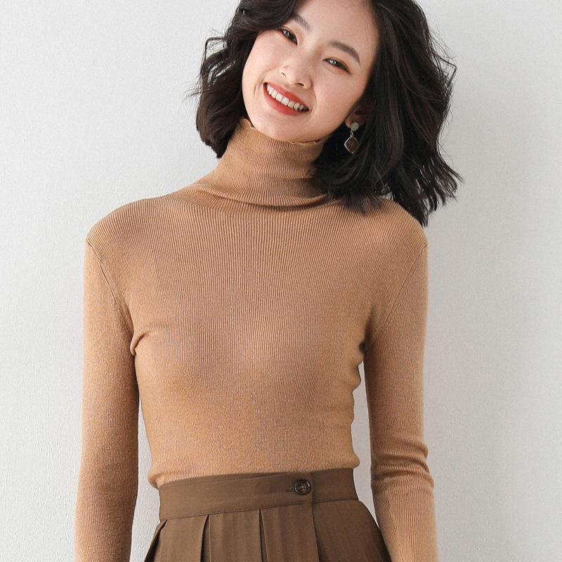 Women's Slim Fit High Neck Wool Base Layer Sweater - Autumn/Winter Collection