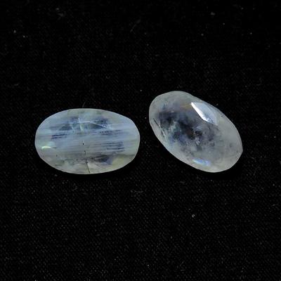 9X15MM Doğal Gökkuşağı Aytaşı Damalı Kesim 11Karat. oval Değerli Taş 02 Adet Parti RML-434