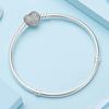 Big Sale Fine DIY Bracelet Bangle for Women Original 100% 925 Sterling Silver Heart Clasp Snake Chain Fit Bead Bracelet Jewelry