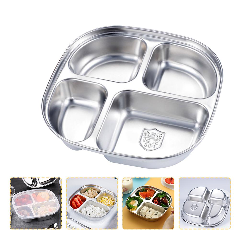 Food Plate Plate Plates Divided Steel Tray Stainless Food Dinner Trays Compartment Kids Portion Lunch Section Control Serving