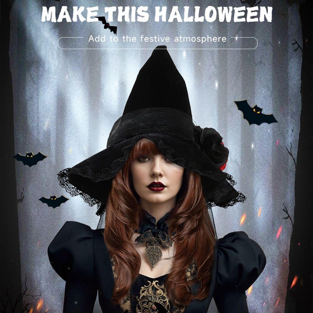 Baroque Wizard Cap Gothic Queen Halloween Witch Hats Foldable   Adult