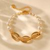 Elegant Beach Vacation Bracelet With Shell Charm Abs Pearl Chain