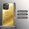 Creative Gold Pattern Tempered Glass Mobile Phone Case Suitable for iPhone 17/16/15/14/13/12/11Pro Max All-inclusive Anti-fall