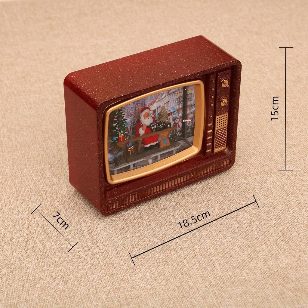 Christmas Musical Snowing TV Ornament Night Light Gift
