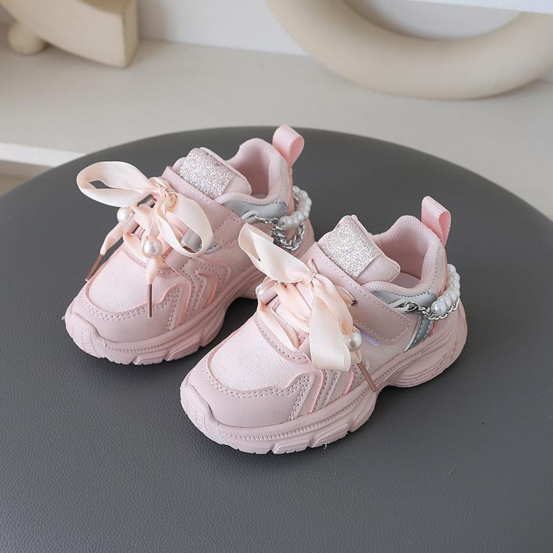 

Chain Children Shoes Girls Sneaker Ribbons Kids Sports Shoes Trendy Pink Casual Daily Comfortable Running tennis Sneakers H06186 21 розовый