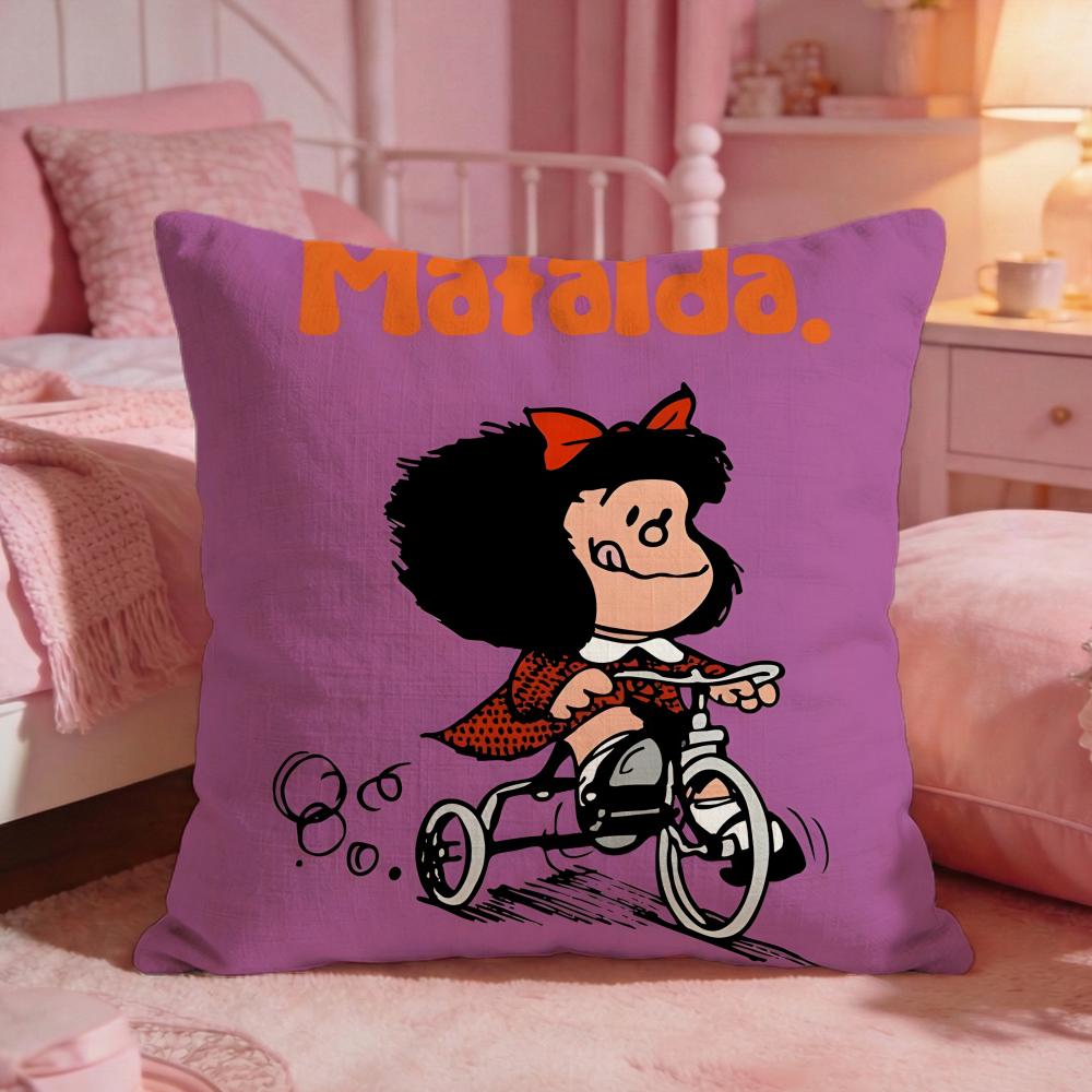 MMafaldaS Cute Cartoon Cushion Cover Premium Comfort Reversible Pillow Cove Two In One Design For Any Room Car Interior