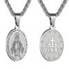 Virgin Mary Pendant Necklace for Women Amulet Christian Prayer Stainless Steel Jewelry Gift
