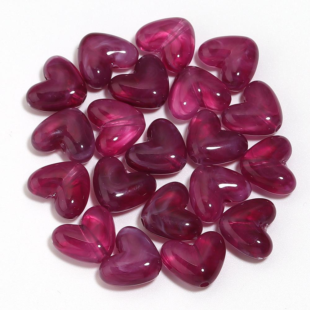 20pcs 14x12mm Double Color Acrylic Heart Beads Love Heart Loose Bead For Jewelry Making DIY Bracelets Necklace Keychain Supplies
