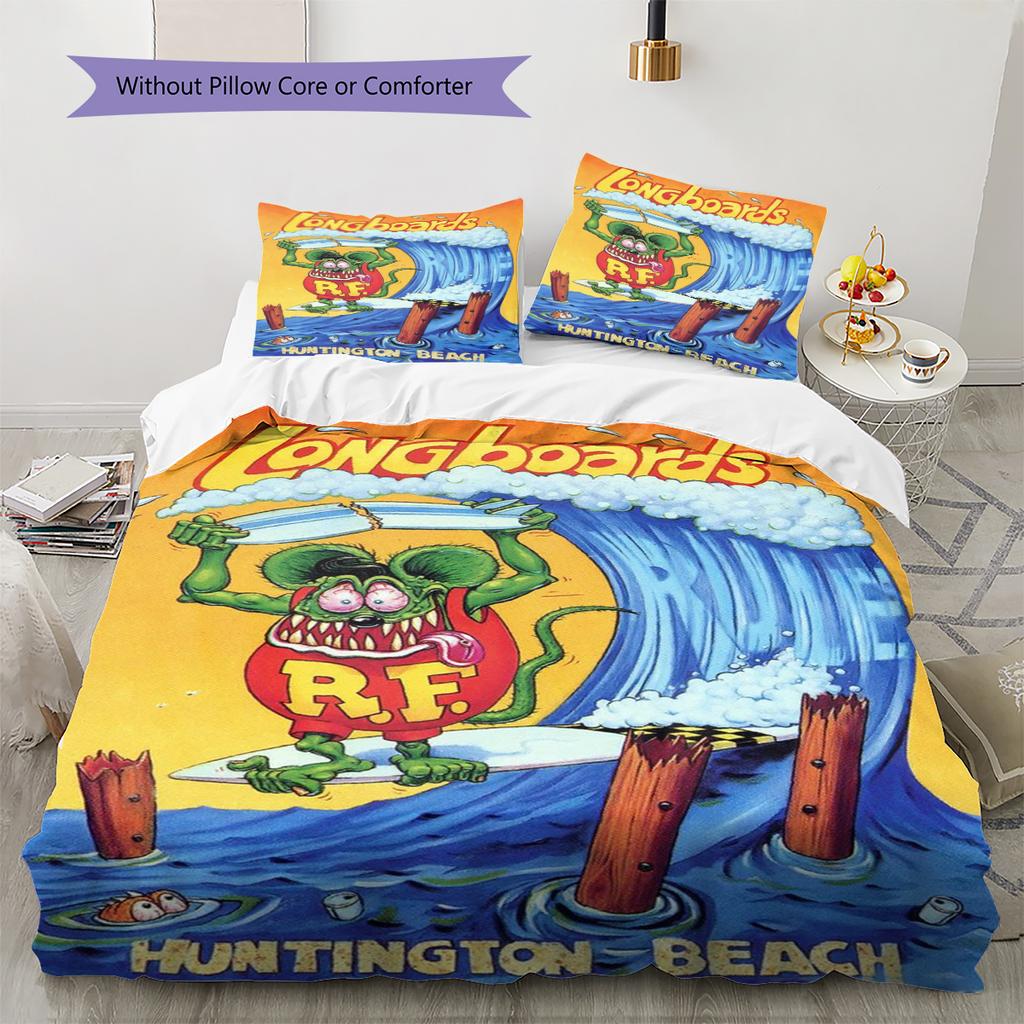 Cartoon Pattern Bedding Quilt Set Quilt Cover Pillowcase Home Decoration Birthday Gift (1 * duvet cover + 2 * pillowcase, without core)
