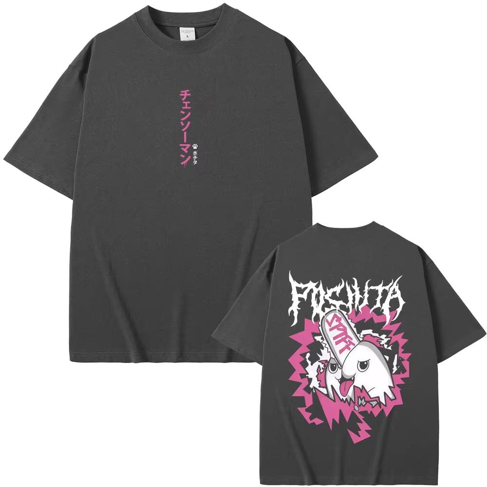 Japan Anime Kettensäge Unisex Denji Pochita Lustiges Meme T-Shirt Unisex Damen Unisexga Lässig Cosplay T-Shirts Herren Baumwolle Vintage T-Shirts