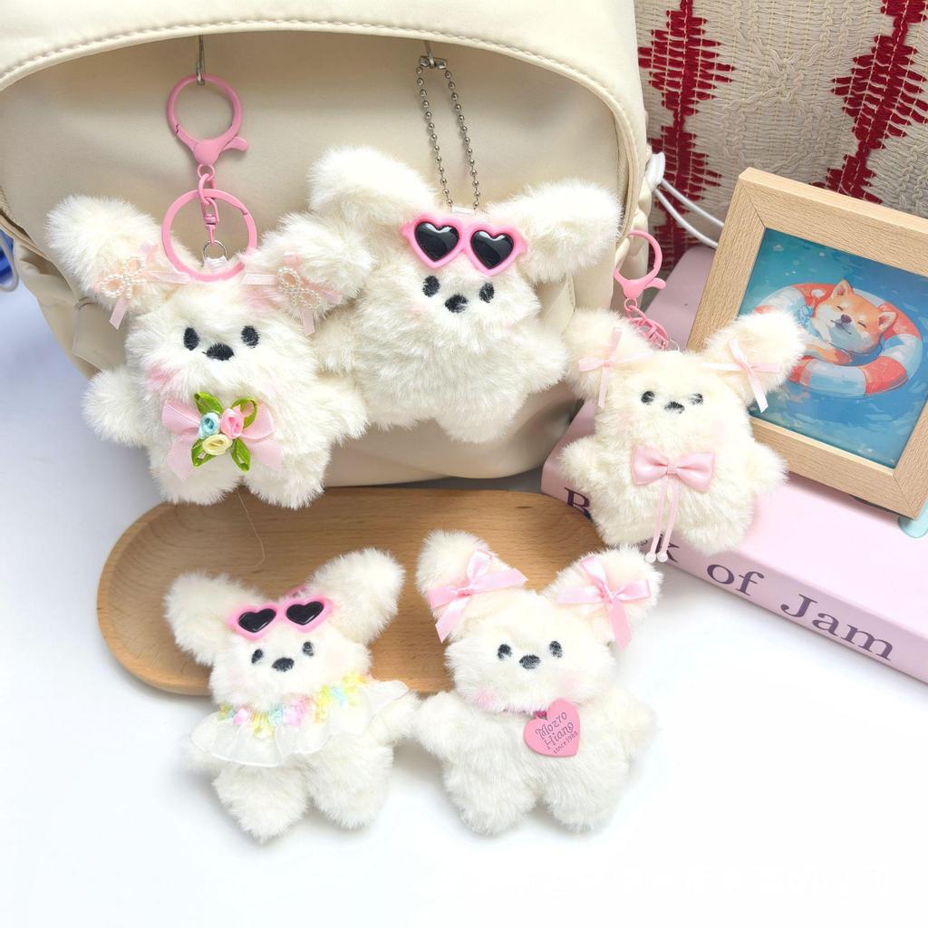 Cartoon Plüsch Hase & Hund Schlüsselanhänger – Niedlicher Fliegender Hase Anhänger