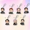 BTS Edgy Black Leather Jacket Cartoon Acrylic Keychain, Bangtan Boys Edgy Cartoon Figure Keyring, Kpop ARMY Fans Bag Charm