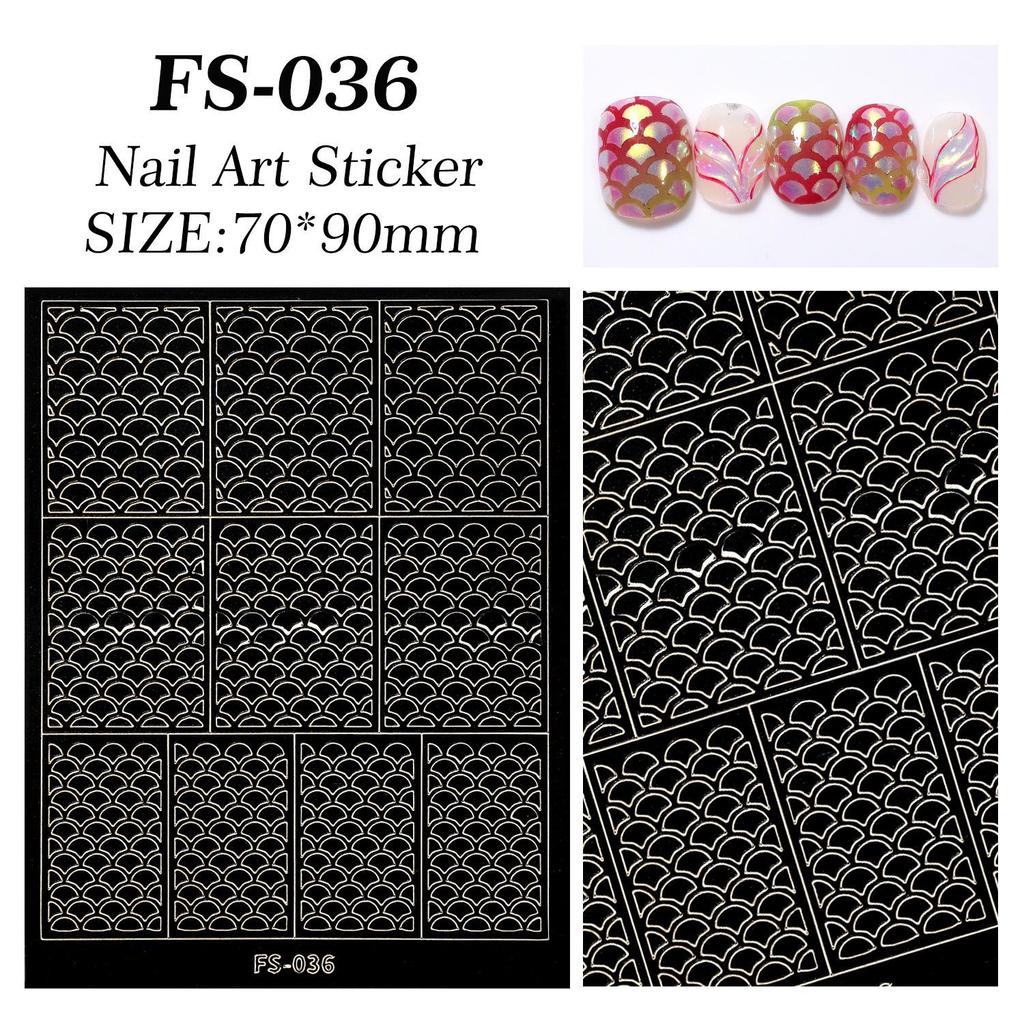 Rhombus Plaid Fish Scale Nail Art Stencil Stickers - Versatile DIY Hollow Template