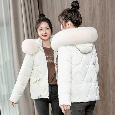 New Winter Cotton Coat for Women, Short, Fashionable, Large Fur Collar, Korean Style Loose Cotton Coat, Thickened Solid Color Jacket