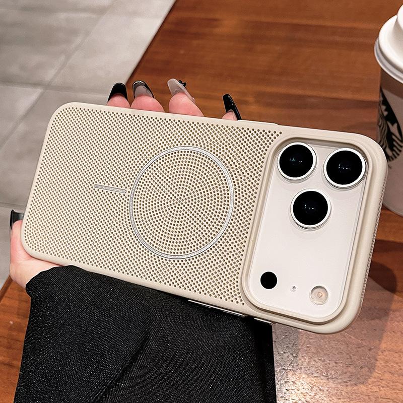 Applicable to Apple 17ProMax mobile phone case, breathable heat dissipation, thin ring magnetic suction iPhone17 ultra-thin anti-drop protective case
