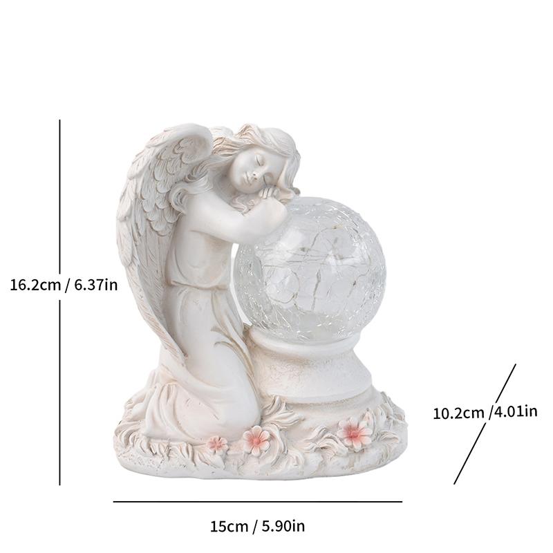 Resin Angel & Fairy Solar Garden Statue, Illuminated Flower Pot Ornament for Outdoor Yard Decor
