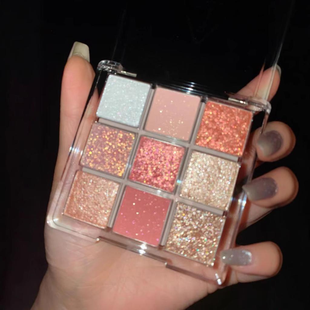 Multi-color Selection For Women Nine-Color Waterproof Matte & Glitter Eyeshadow Palette - Long-lasting, Sweat-proof, and Brightening