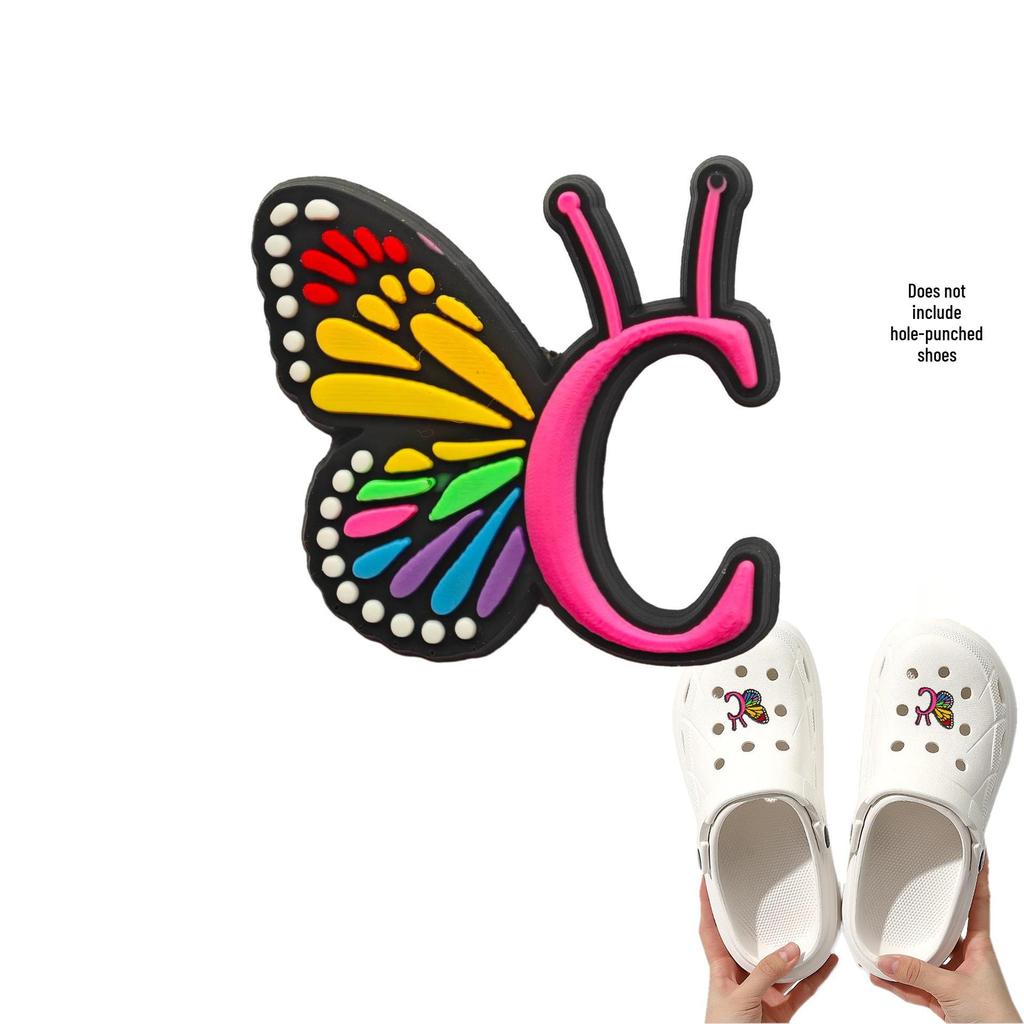 Cross-border Cute Detachable PVC Shoe Ornaments: Butterfly, Letter, Cartoon Designs for Festival and Party Shoes
