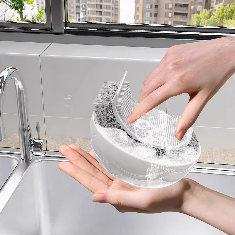 Three-in-one Silicone Sponge Wipes Double-sided Reusable Multi-functional Cleaning Brush Kitchen Sponge Wipes Cleaning Tool