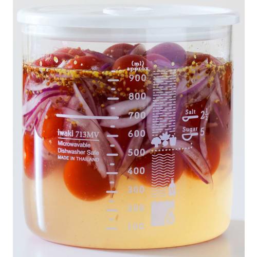 Iwaki Heat-Resistant Glass Vegetable & Vinegar Container, 950ml, T713MV-W