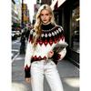 Fall Winter Women's Fair Isle Pattern Half Turtleneck Sweater, Loose Soft Rhombus Jacquard Knit Lazy Top