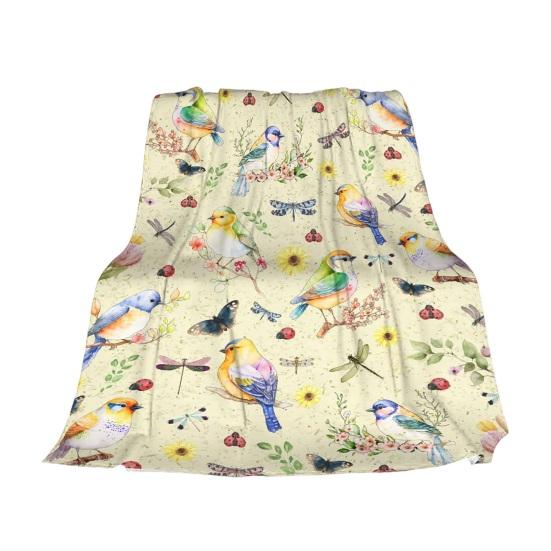 Flower And Bird Blanket Soft Flannel Hummingbird Throw Blanket Washable Cozy Floral Blanket for Adults Kids Couch Bed