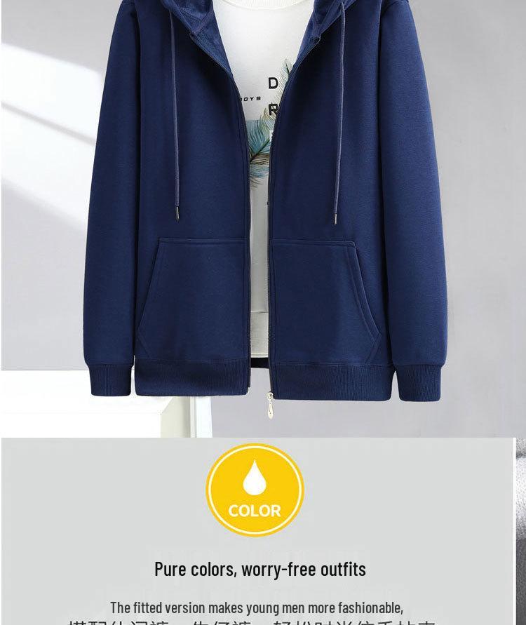 Men's Plus Size Fleece-Lined Zipper Hoodie - Thick, Loose Fit for Autumn and Winter