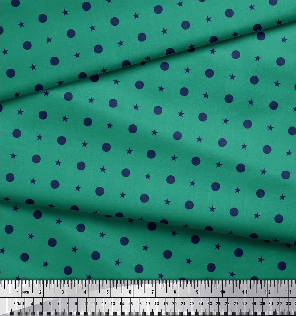 Soimoi Japonská krepová saténová látka s potiskem puntíků a hvězd 1 metr 42 palců
