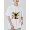 Black T-Shirt With Motorcycle And Wings Graphic Street Out Of Control BF Padie Print For Casual Wear