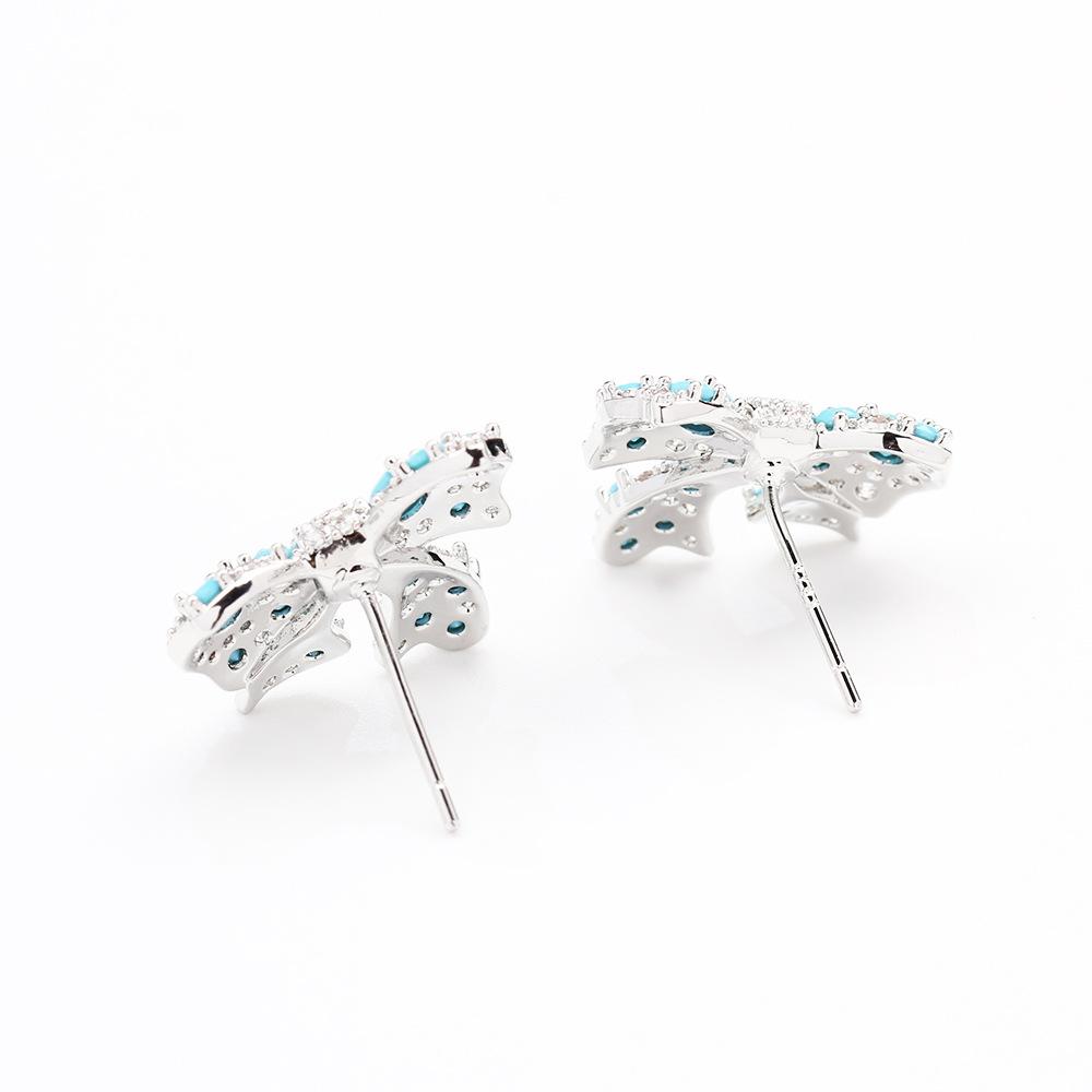 Shining diamond zircon bow stud earrings women's light luxury fashion personality niche design sense high-end sense earrings flash