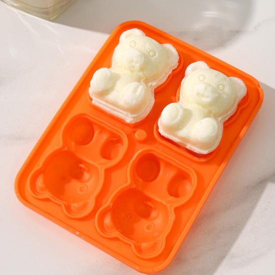 Bear-Shaped Ice Cube Tray Easy-Release Silicone Ice Mold for Freezer Cute Animal Ice Maker for Cocktails Coffee Summer Kitchen Tool