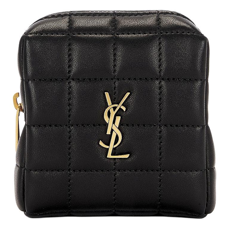 

Saint Laurent Ysl Metal Logo Gold Hardware Quilted Leather Clutch Mini Women Clutch Black 778102AABVP1000 Basic Set (Bag+Dust Bag)