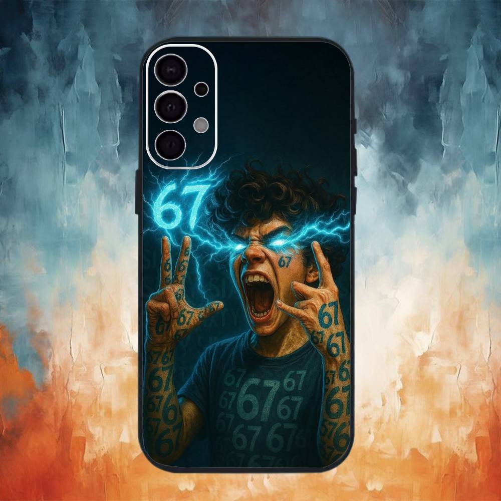 

six seven 67 phone Case For Samsung S26,25,24,21,22,23,30,20,Ultra,Plus,Fe,Lite Black Soft Cover Samsung S20fe