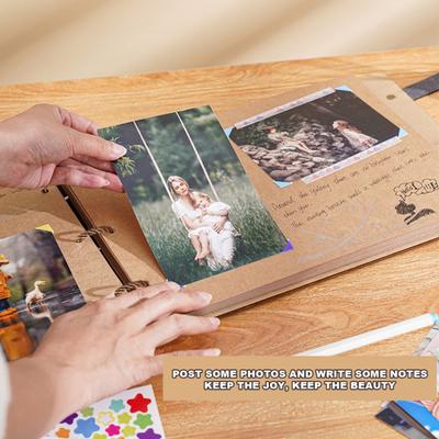 Scrapbook Fotoalbum DIY Hardt Omslag Løse Blader Vintage Kraftpapir Snøring Bryllup Reise Baby Familie