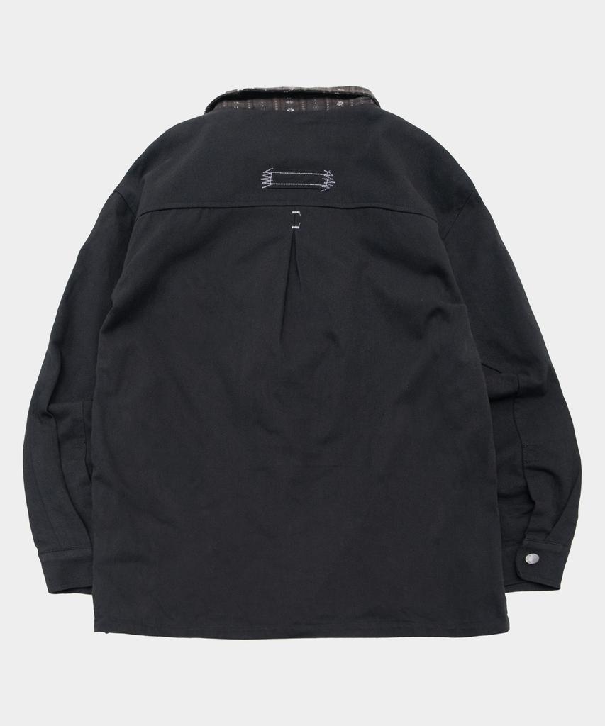 Some Place Multi-Color Block Pocket Stitch Point Utility Field Coat Jacket [Black]