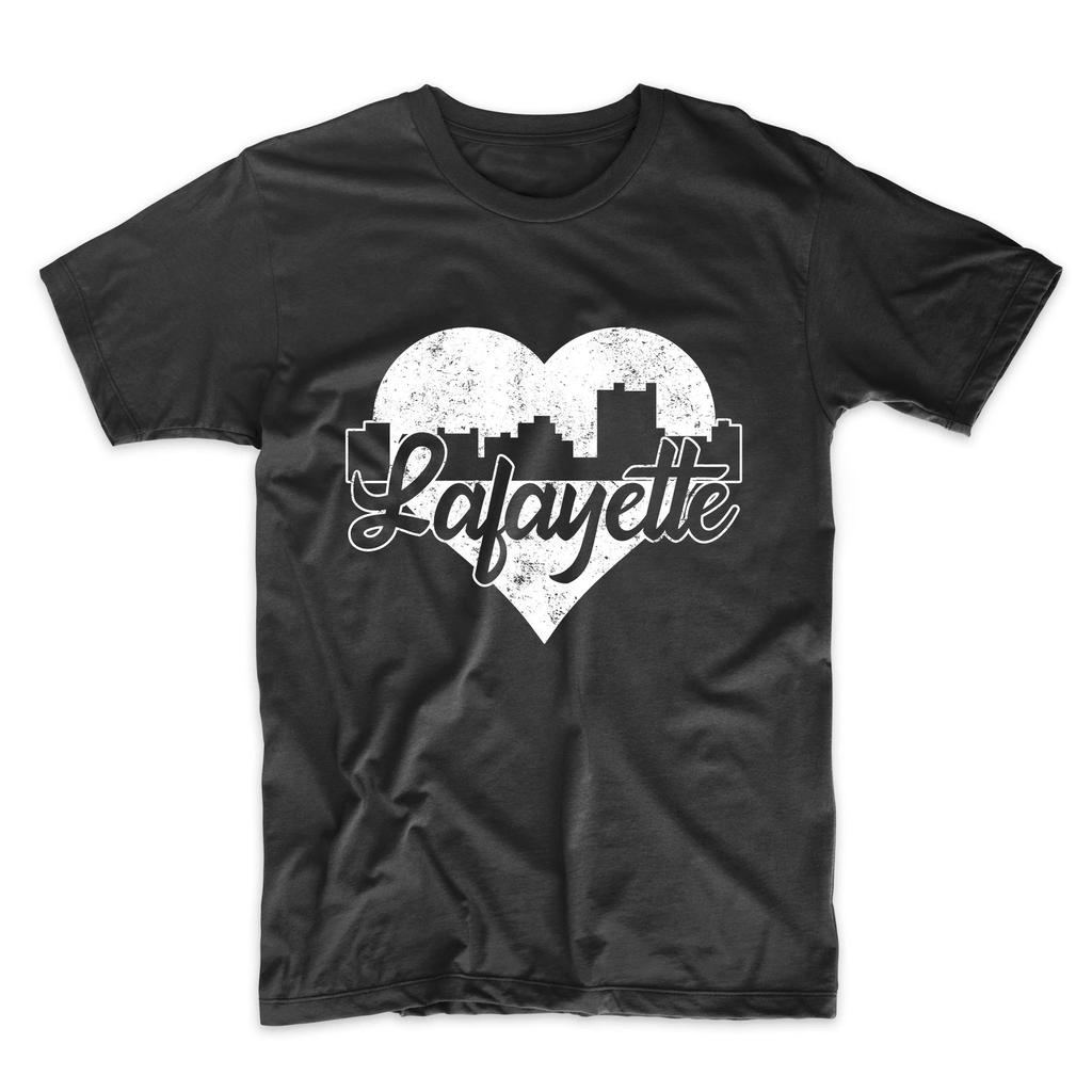 Men's Lafayette Shirt - Retro Lafayette Louisiana Skyline Heart T-Shirt