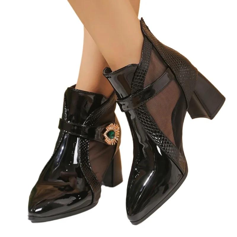 Fashion 2025 Brand Ladies Shoes Back Zipper Women's Boots Fashion Crystal Modern Boots Women Sexy Pointed Toe Plus Size Ankle Boots