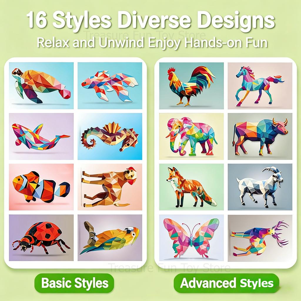 3D Animal Jigsaw Puzzle Stickers Creative Geometric Collage Art Set Diy Handmade Stickers Focus Development Educational Toys