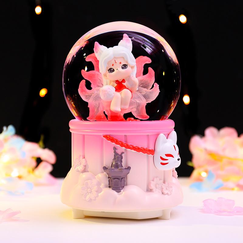 Iridescent Castle Snowfall Crystal Ball Music Box for Kids - Dreamy Fairy Tale Carriage.
