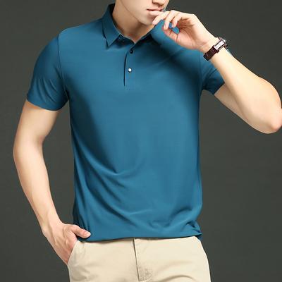 Polo estiva da uomo in seta ghiacciata, senza cuciture, in nylon, con risvolto, a maniche corte, per giovani, abbigliamento da lavoro da uomo