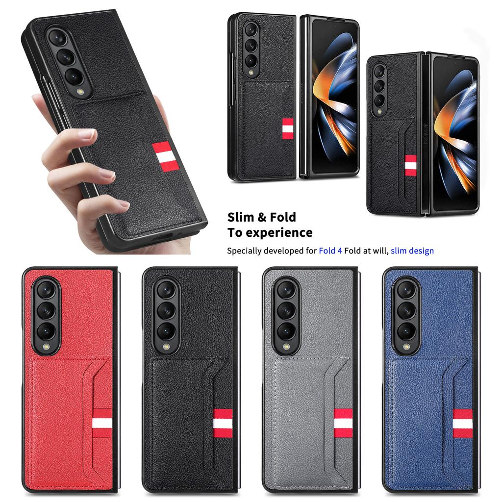 Non -Slip Phone Accessories Leather Case For Samsung Galaxy Z Fold 4 5g Fold3 Fold2 Fold4 Fold 3 2 Card Pocket Folding Cover